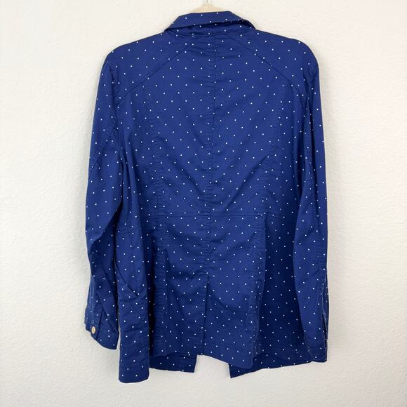 Chico's Womens Long Sleeve Shirt Jacket Size L Polka Dot Casual Travel Blue - Picture 3 of 5